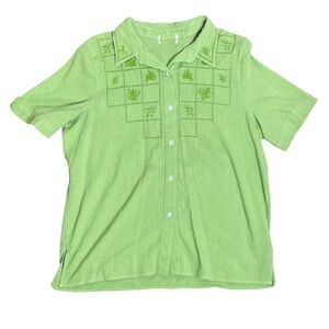 Vintage Green Dip Dye Granny Blouse Size L